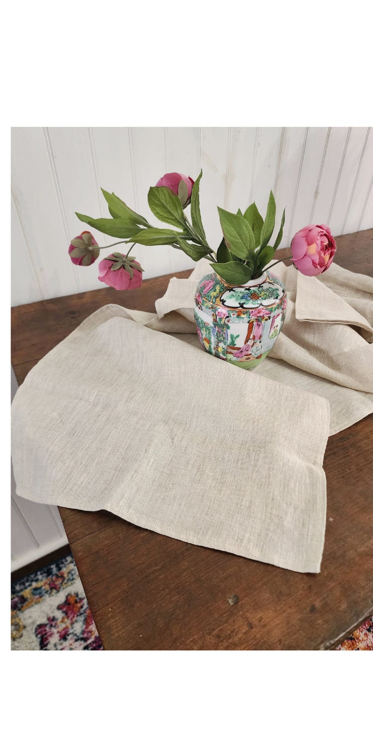 Table Runner 100% Linen Natural Beige Long