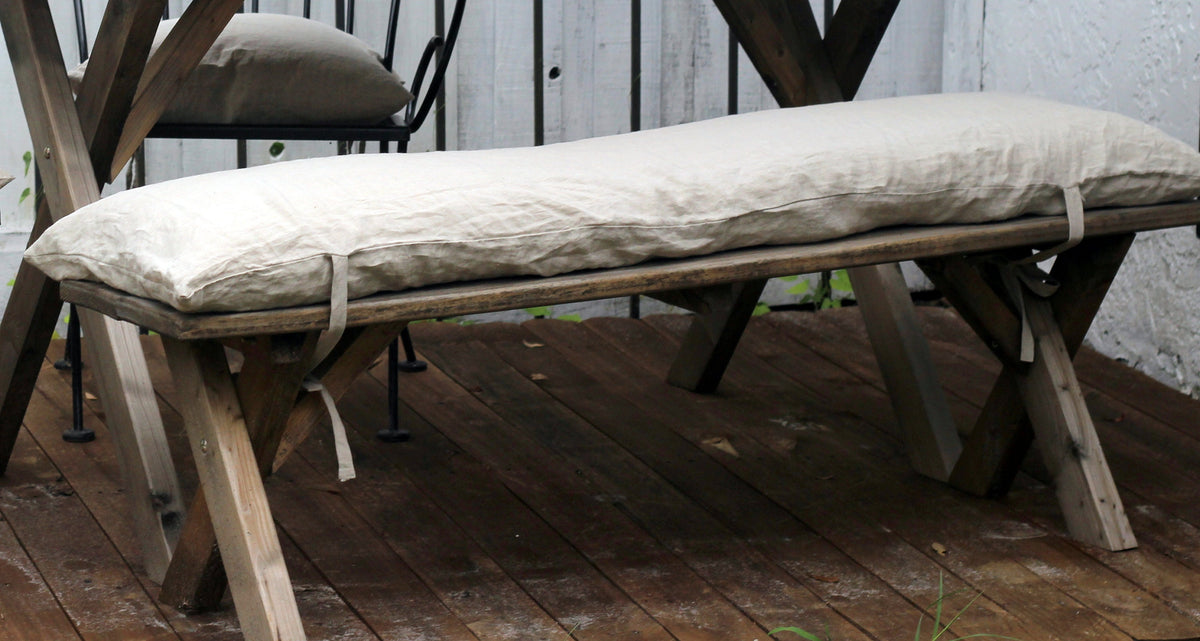 French Linen Bench Cushion Pad Cover Only in Color Natural