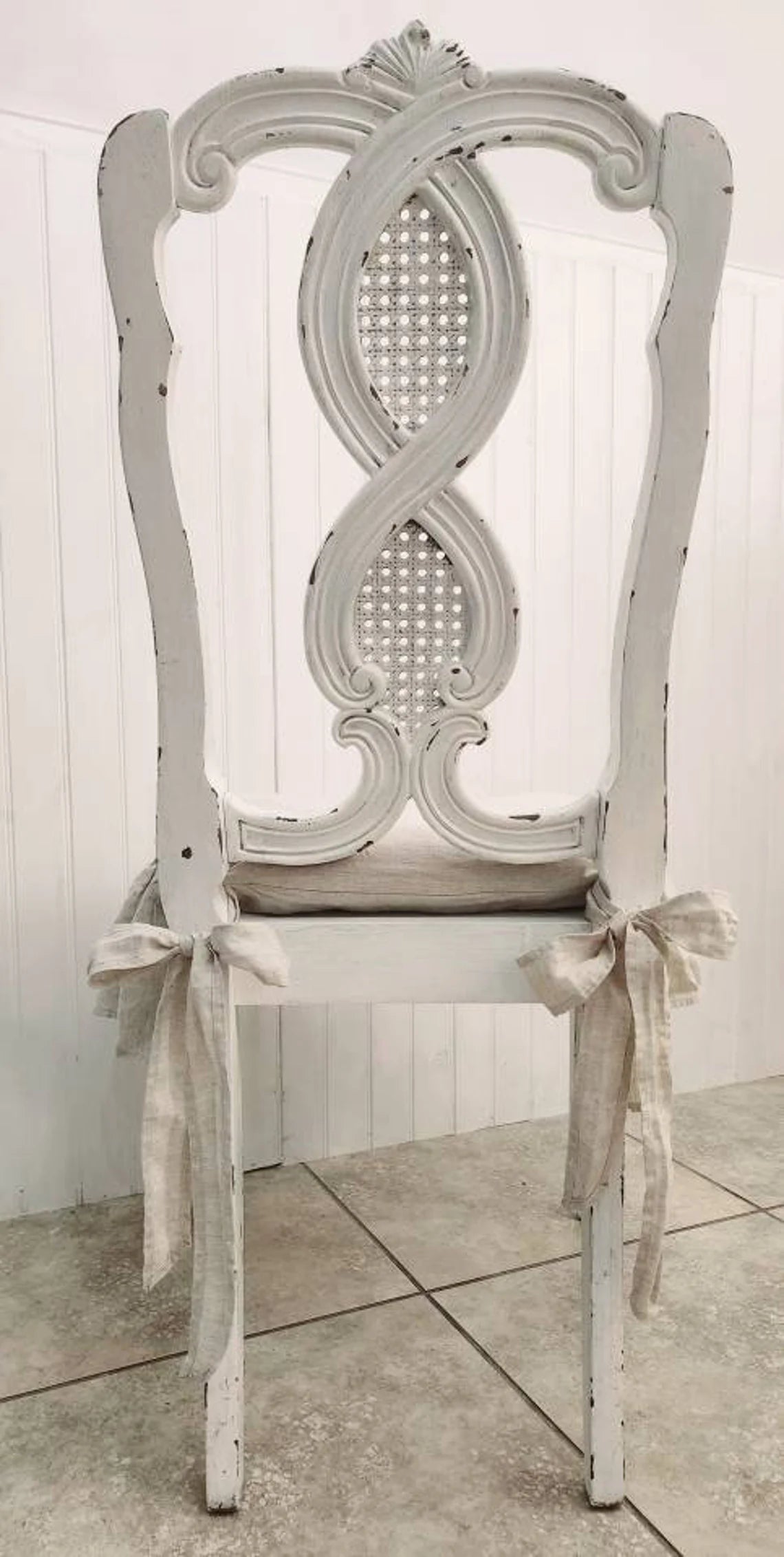 Chair Cushion Covers with 3 sided Ruffle in Linen