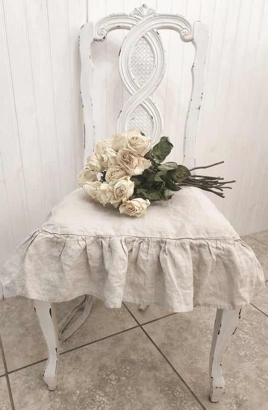 Chair Cushion Covers in Linen with Ruffles