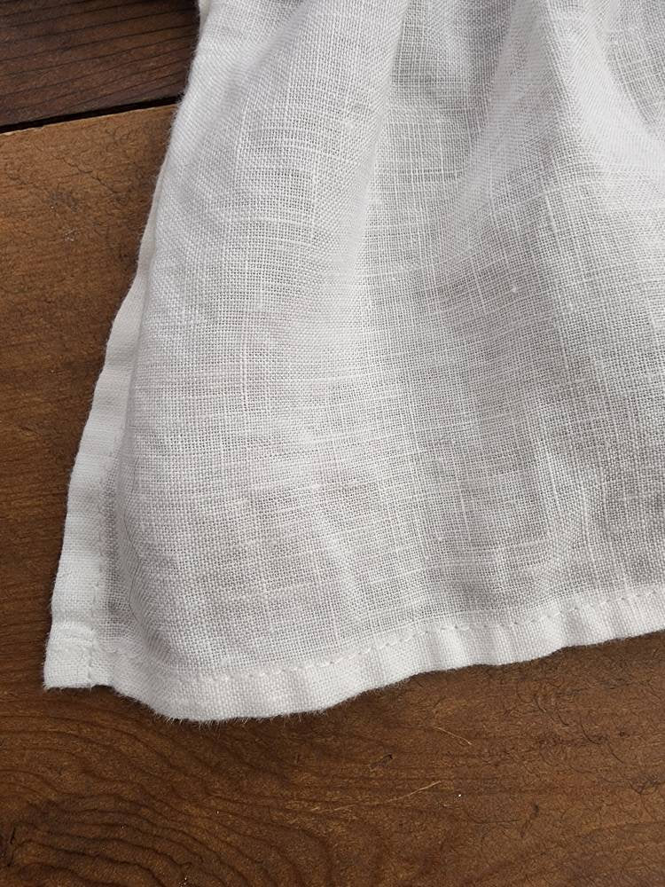 Chair Seat Cover 3- Sided Ruffle in white 100% Linen