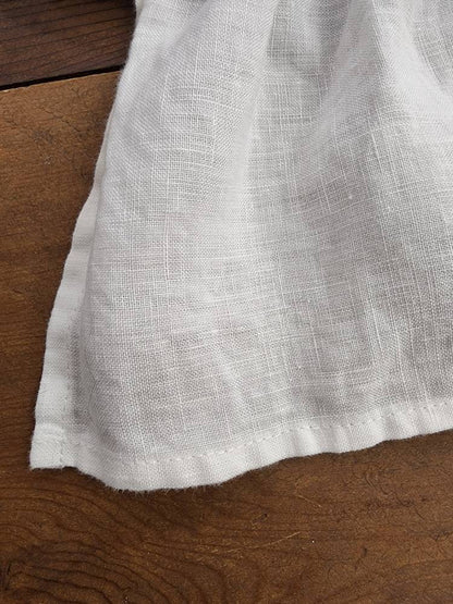 Chair Seat Cover 3- Sided Ruffle in white 100% Linen