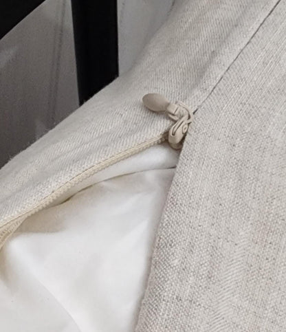 Zippered Cushion Pad Cover Windsor Spindle Chair 100% Linen White and Natural Beige
