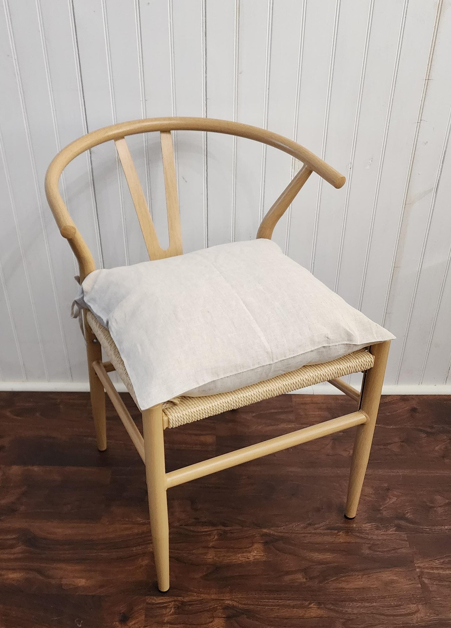 Chair Cushion Pad Cover Natural Beige 100% Linen Square 16" 18"