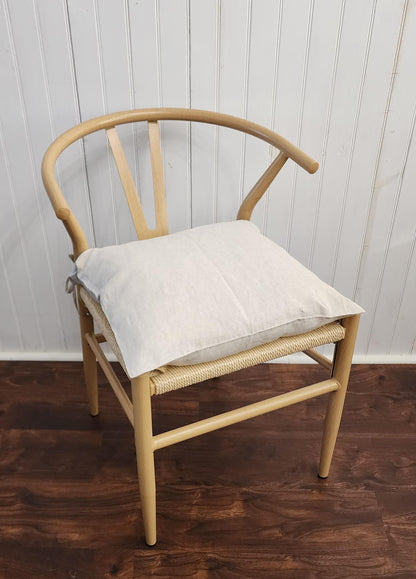 Chair Cushion Pad Cover Natural Beige 100% Linen Square 16" 18"