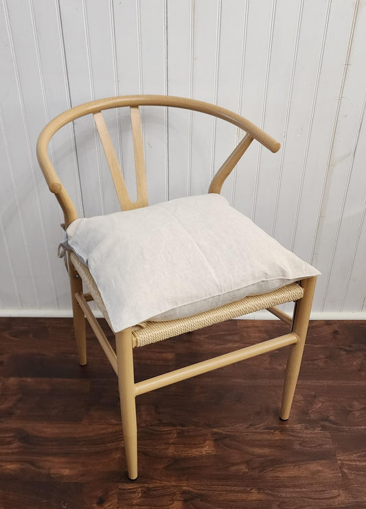 Chair Cushion Pad Cover Natural Beige 100% Linen Square 16" 18"