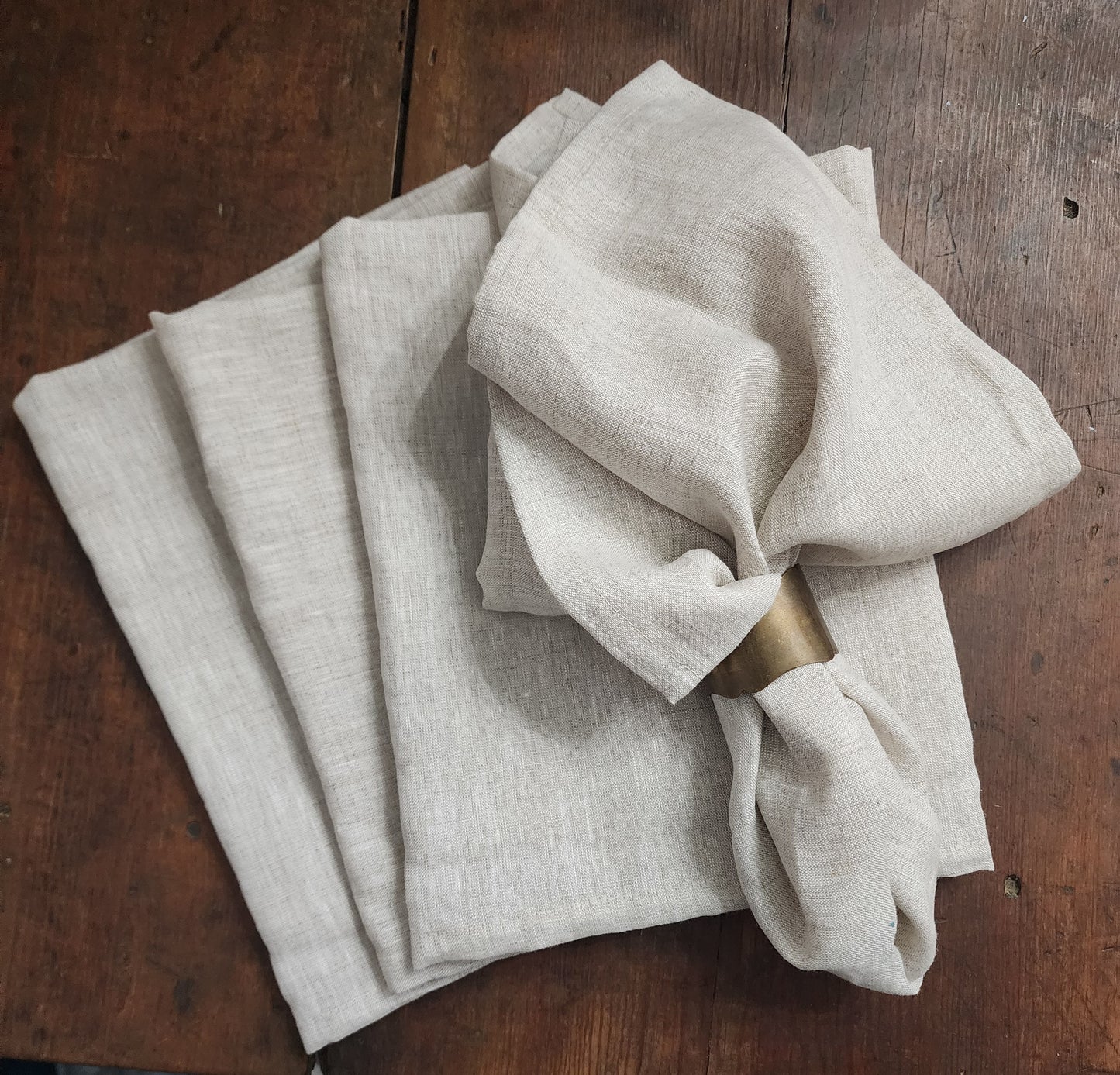 4 Napkins 100% Linen (20x20 inches) Natural Flax Color Beige