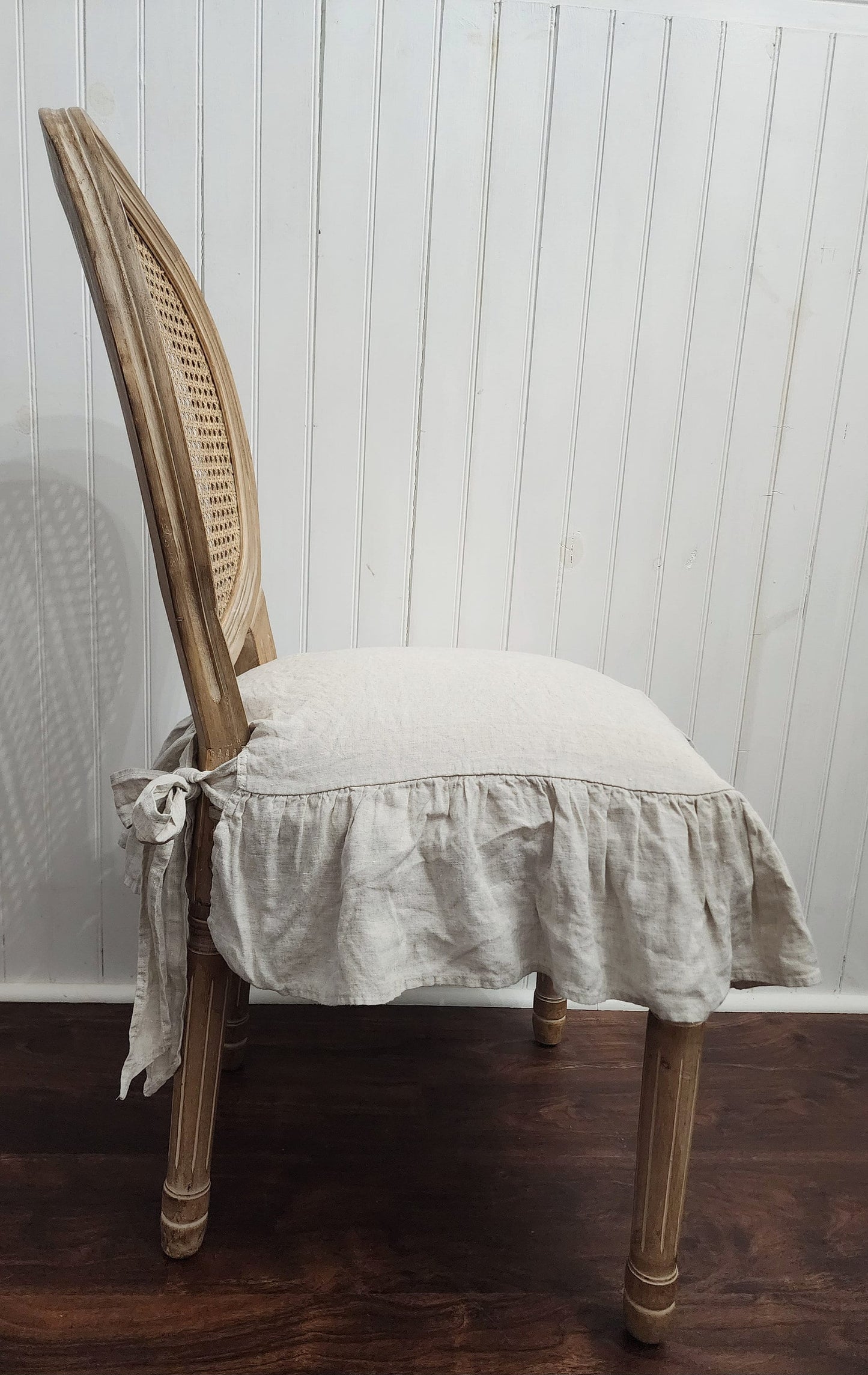Zippered 4 sided Ruffle Chair Cushion Pad Covers 100% Linen