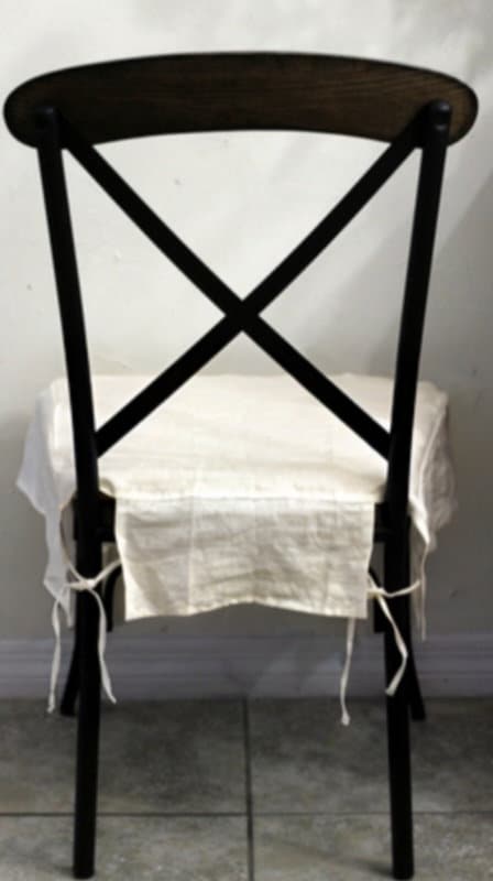 Simple 4-Sided Chair Seat Cover Natural Beige Dining Room Slipcover 100% Linen