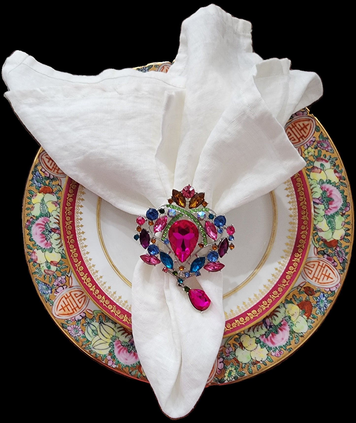 Set 6 Colorful Rhinestone Napkin Rings