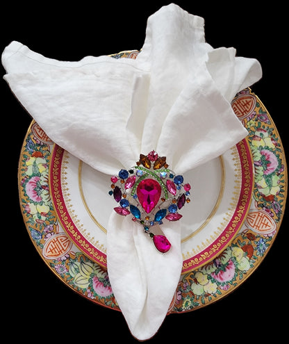 Set 6 Colorful Rhinestone Napkin Rings