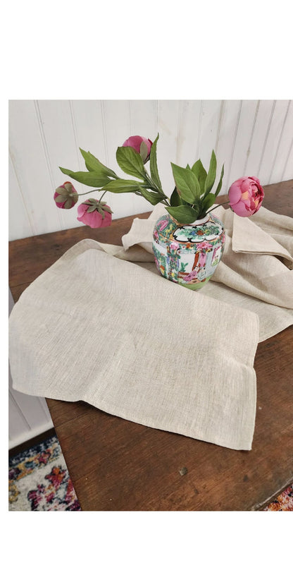 Table Runner 100% Linen Natural Beige Long