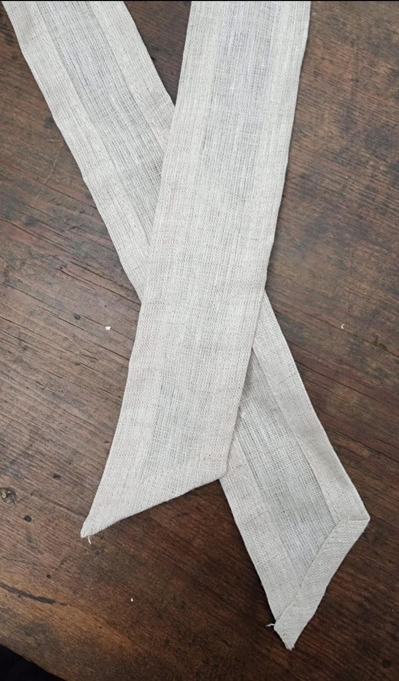 Chair Cushion Cover, Long Ties 100% Linen Natural Beige