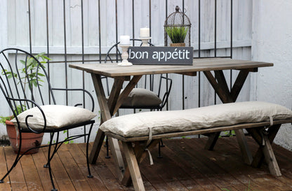 French Linen Bench Cushion Pad Cover Only in Color Natural