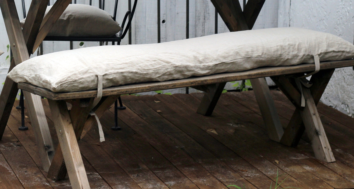 French Linen Bench Cushion Pad Cover Only in Color Natural