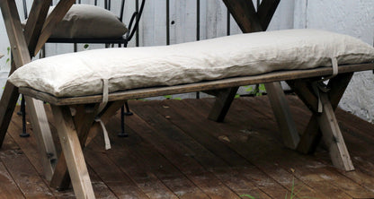 French Linen Bench Cushion Pad Cover Only in Color Natural