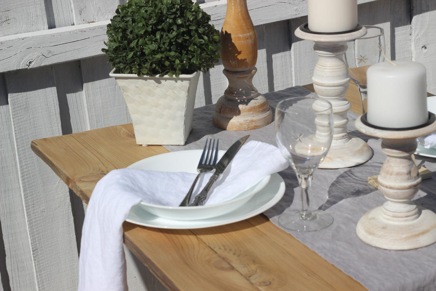 Table Runner 13x51 inches Gray 100% Linen