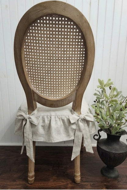 Chair Seat Cover with 4 sided Ruffle in Natural