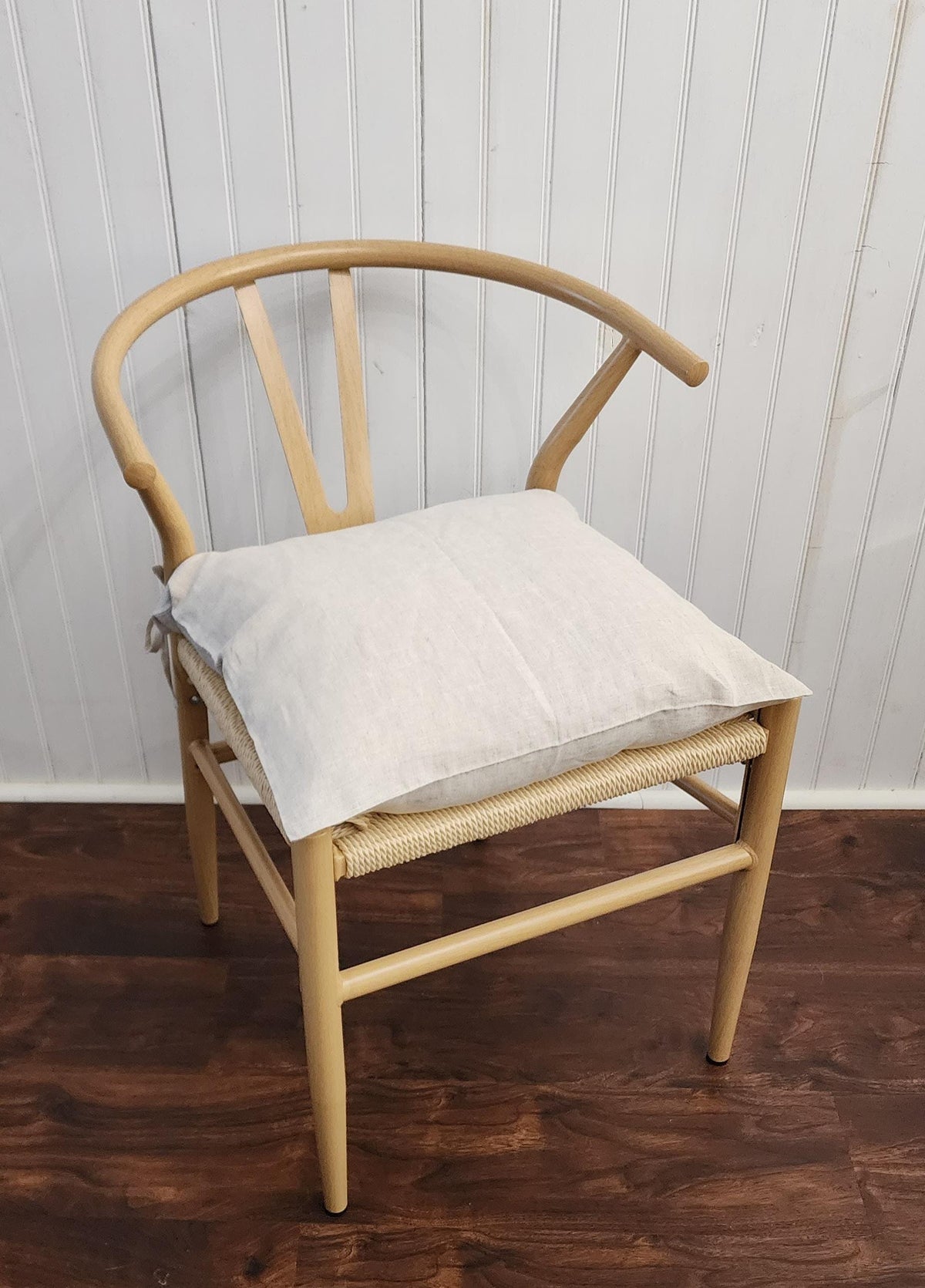 Chair Cushion Pad Cover Natural Beige 100% Linen Square 16" 18"