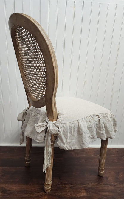 Zippered 4 sided Ruffle Chair Cushion Pad Covers 100% Linen