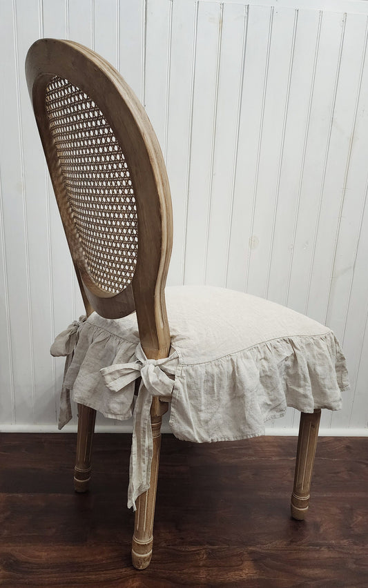 Zippered 4 sided Ruffle Chair Cushion Pad Covers 100% Linen