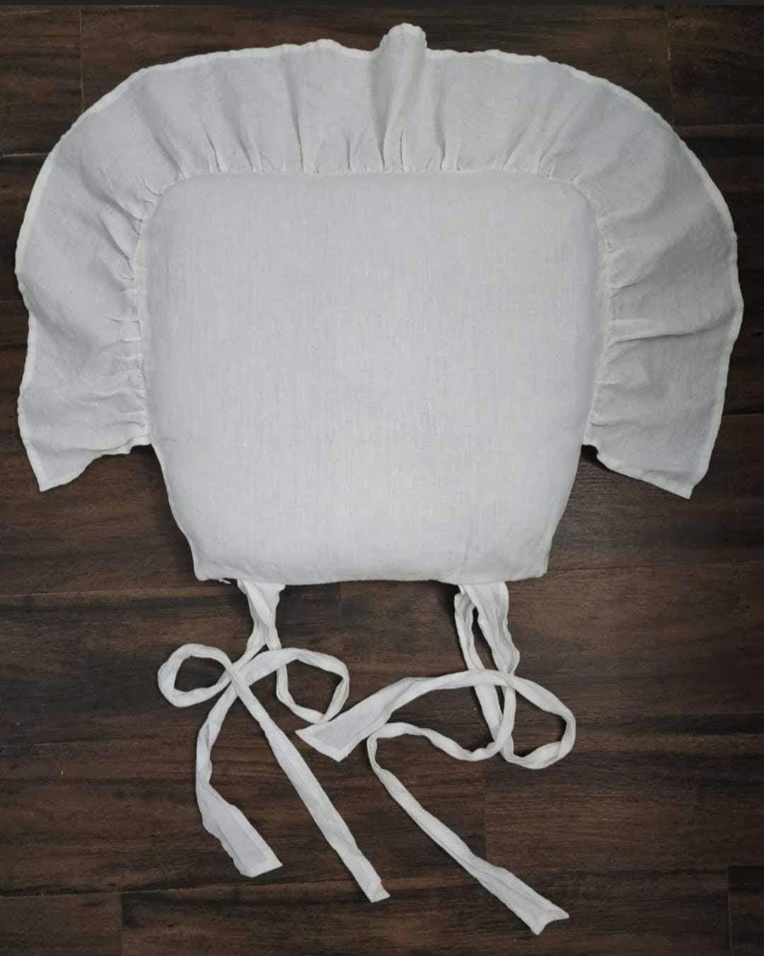 Zippered Cushion Pad Cover Windsor Spindle Chair 100% Linen White and Natural Beige