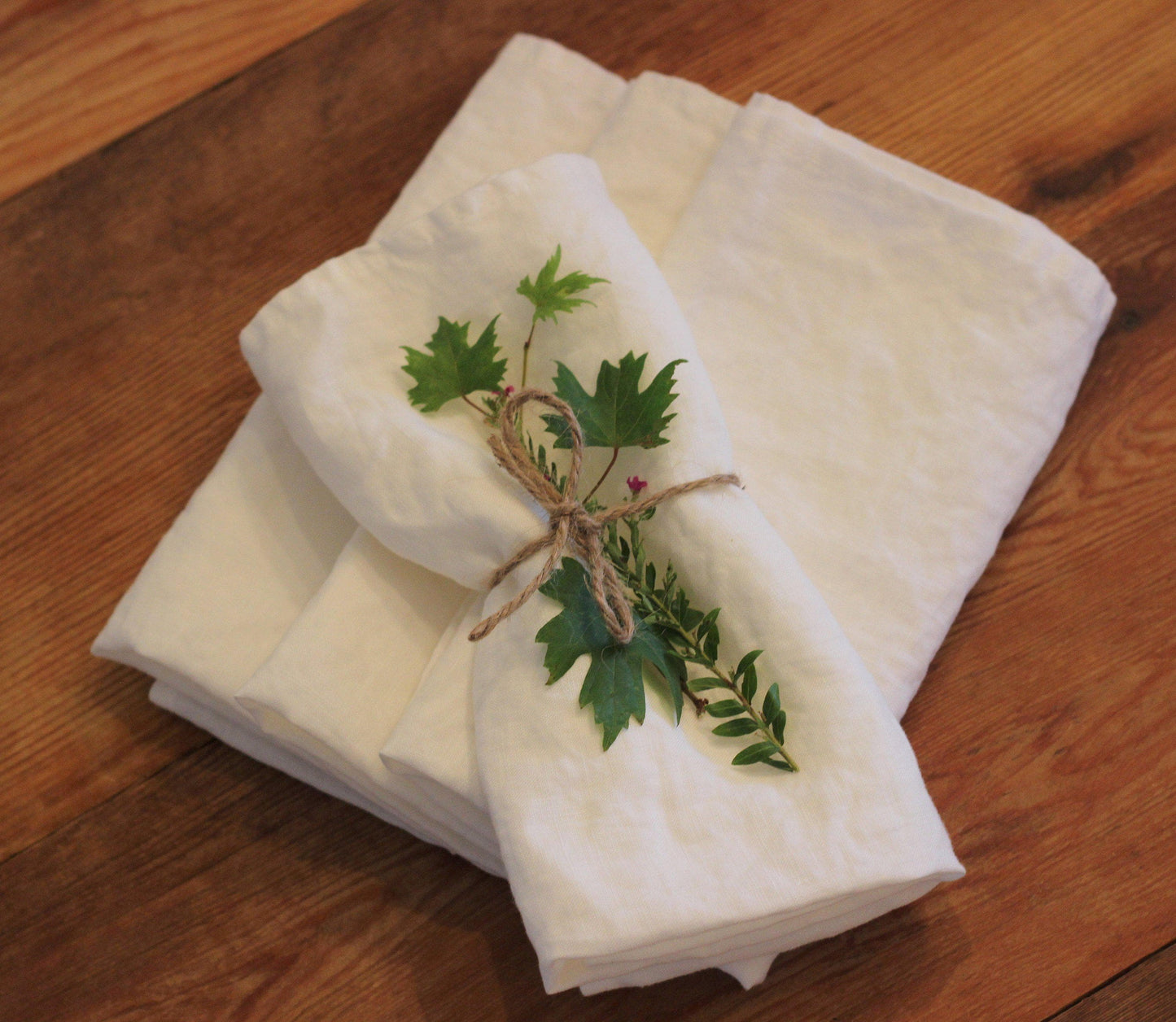 Set 4 Table Napkins 20" Large 100% Linen White