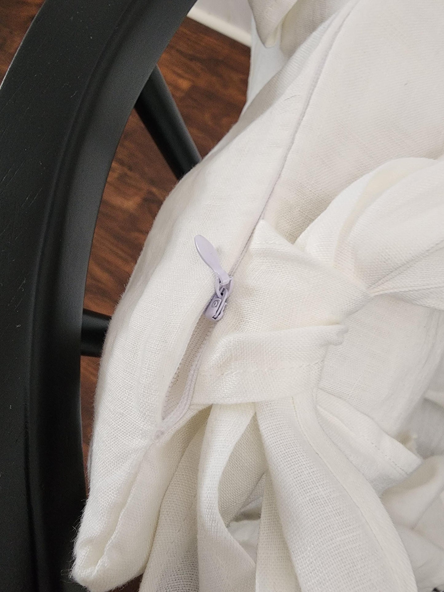 Zippered Cushion Cover Ruffled Windsor Chair Pad 100% Linen