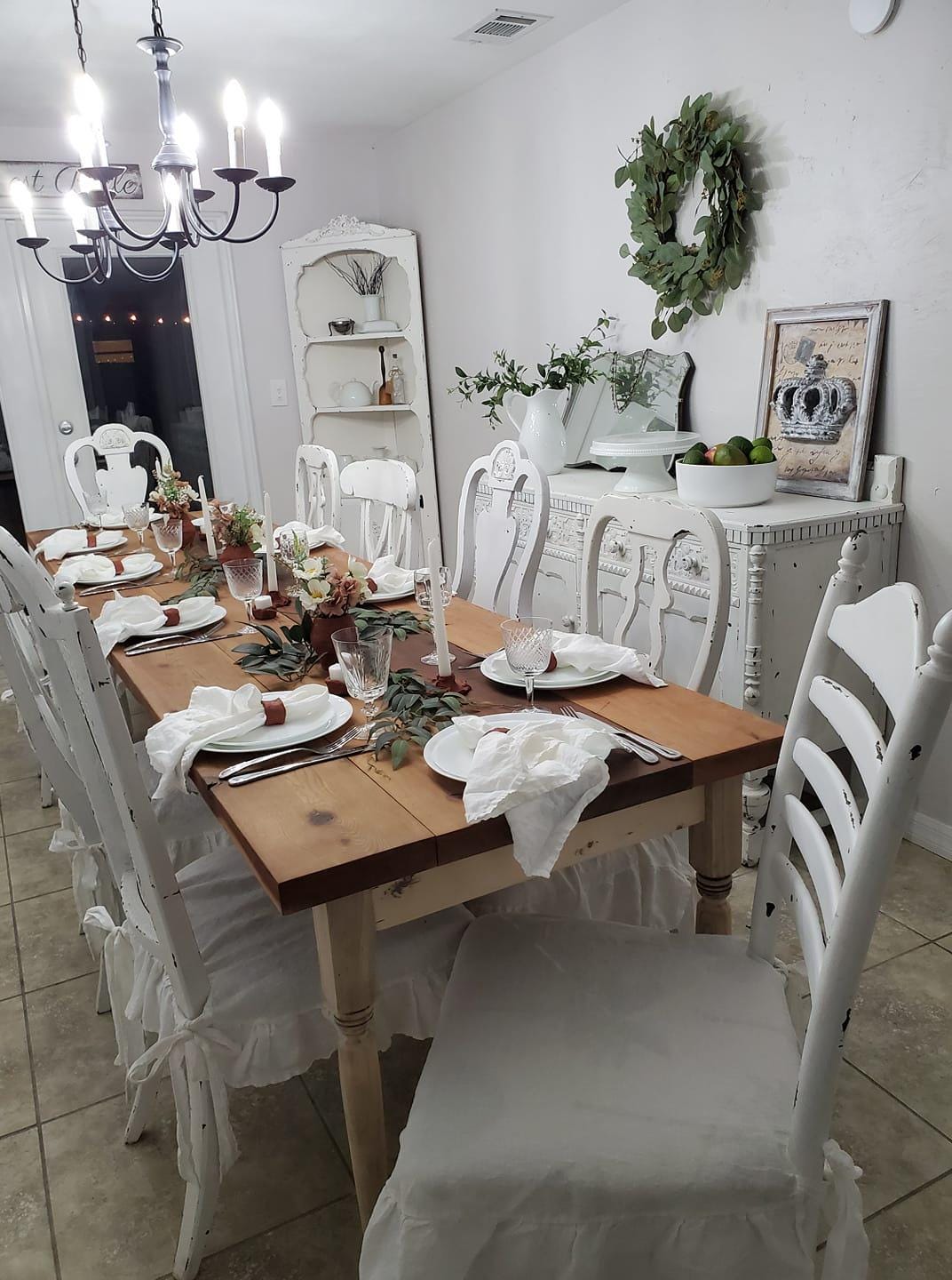 Chair Seat Covers Slipcovers 4 sided Ruffle 100% Linen White Small and large