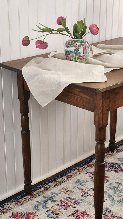 Table Runner 100% Linen Natural Beige Long