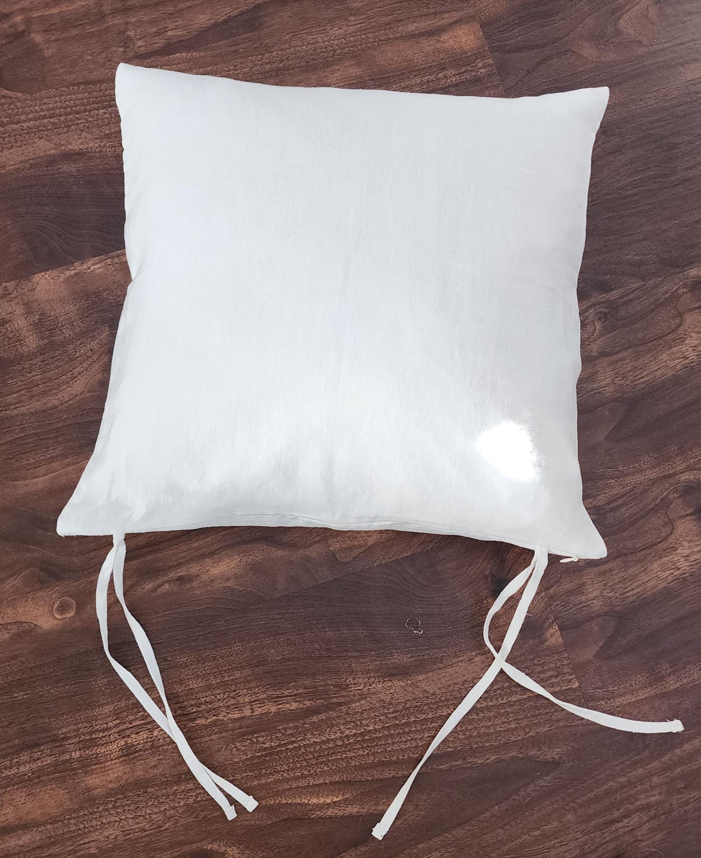 Square Chair Cushion Cover 100% Linen 16" 18" White