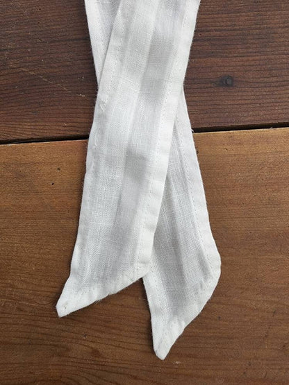Chair Seat Cover 3- Sided Ruffle in white 100% Linen