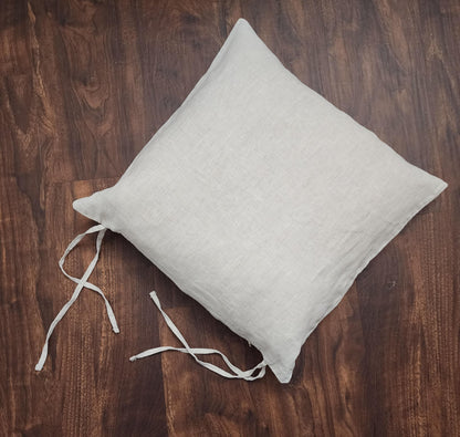 Chair Cushion Pad Cover Natural Beige 100% Linen Square 16" 18"