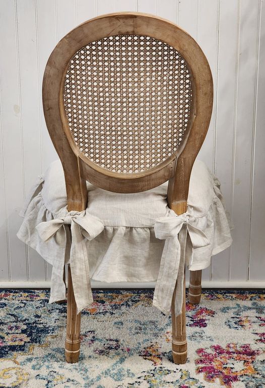 4 sided Linen Chair Seat Covers with Ruffle